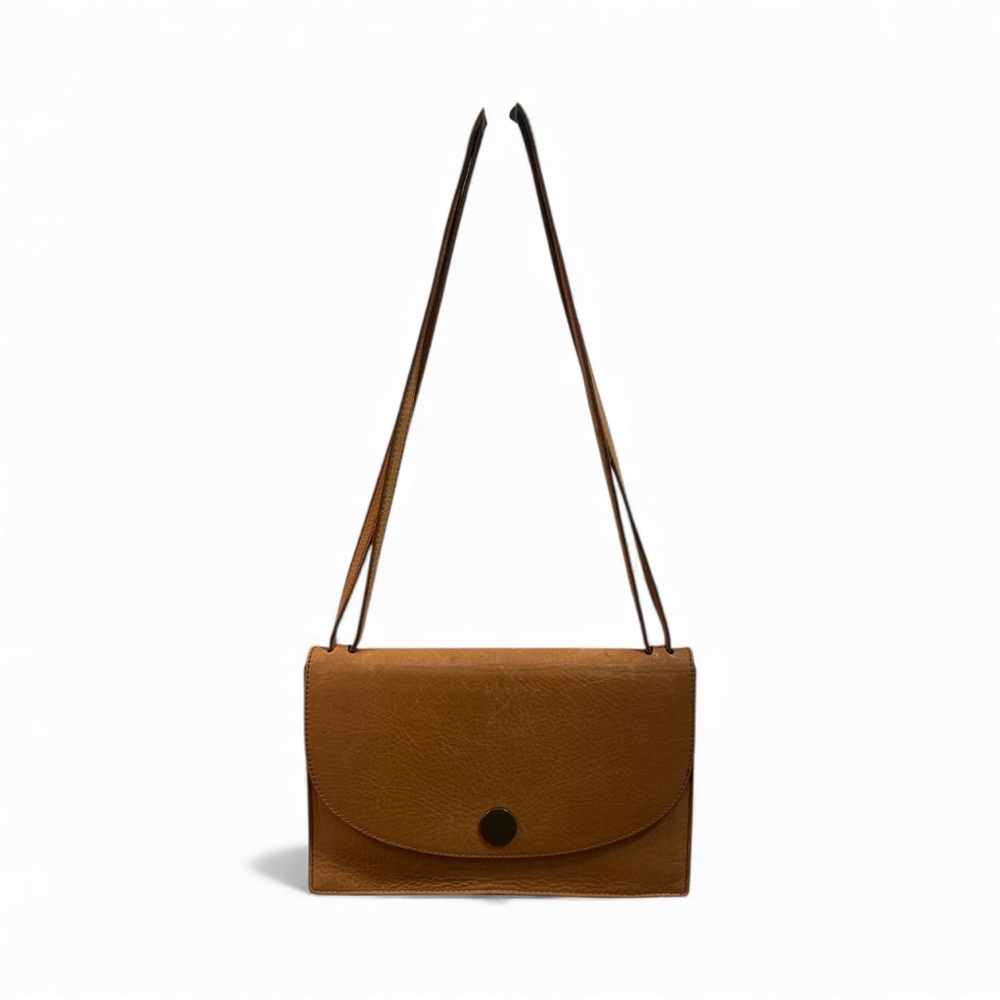 Madewell Tan Genuine Leather Crossbody Shoulder Bag Minimalist Flap - Picture 7 of 16